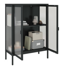Buffet noir 75x35x105 cm verre et acier
