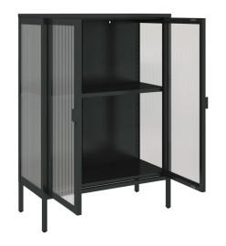 Buffet noir 75x35x105 cm verre et acier