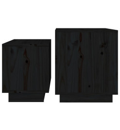 Tables basses gigognes 2 pcs Noir Bois de pin massif