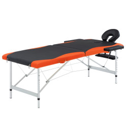 Table de massage pliable 2 zones Aluminium Noir et orange