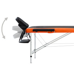 Table de massage pliable 2 zones Aluminium Noir et orange