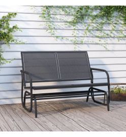 Banc oscillant de jardin noir 120,5x76x86,5 cm textilène/acier