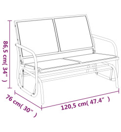 Banc oscillant de jardin noir 120,5x76x86,5 cm textilène/acier