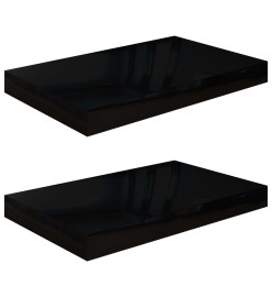 Étagère murale flottante 2 pcs Noir brillant 40x23x3,8 cm MDF