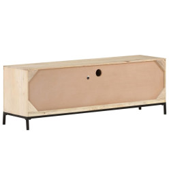 Meuble TV 120x30x40 cm Bois de manguier et canne naturelle