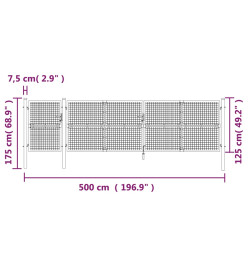 Portal de jardin maille argenté 500x175 cm acier galvanisé