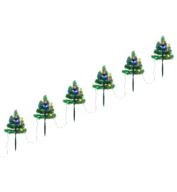 Arbres d'allée de Noël 6 pcs avec LED multicolores 45 cm PVC