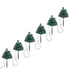 Arbres d'allée de Noël 6 pcs avec LED multicolores 45 cm PVC