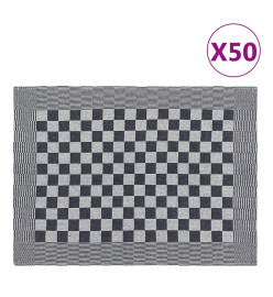 Serviettes de cuisine 50 pcs noir et blanc 50x70 cm coton