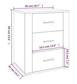 Table de chevet Chêne fumé 50x36x60 cm Bois d'ingénierie