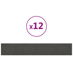 Panneaux muraux 12 pcs Gris foncé 90x15 cm Tissu 1,62 m²