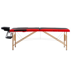 Table de massage pliable 2 zones Bois Noir et rouge