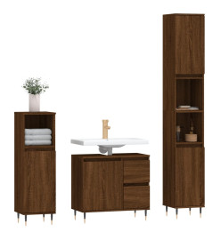 Ensemble de meubles de salle de bain 3 pcs Chêne marron