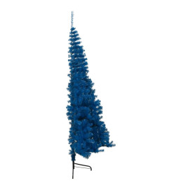 Demi sapin de Noël artificiel avec support Bleu 240 cm PVC