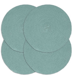 Napperons 4 pcs Vert Plain 38 cm Rond Coton