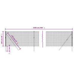 Clôture en treillis métallique anthracite 1x25m acier galvanisé