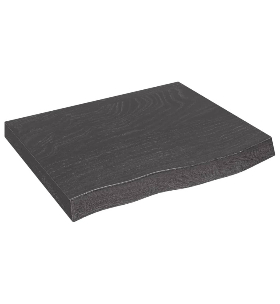 Étagère murale gris foncé 60x50x6 cm bois chêne massif traité