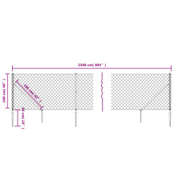 Clôture à mailles losangées avec piquet d'ancrage vert 1x25 m