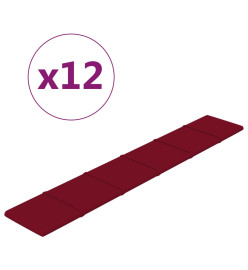 Panneaux muraux 12 pcs Rouge bordeaux 90x15 cm Velours 1,62 m²