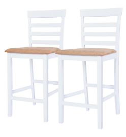 Table et chaises de bar 3 pcs Bois massif Marron et blanc