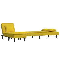 Canapé-lit en forme de L jaune 255x140x70 cm velours