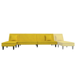 Canapé-lit en forme de L jaune 255x140x70 cm velours