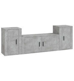 Ensemble de meubles TV 3 pcs Gris béton Bois d'ingénierie