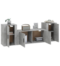 Ensemble de meubles TV 3 pcs Gris béton Bois d'ingénierie