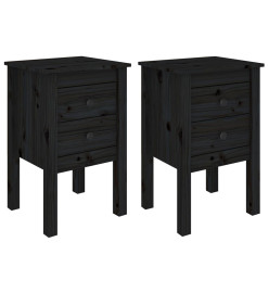 Tables de chevet 2 pcs Noir 40x35x61,5 cm Bois de pin massif