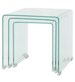 Ensemble de tables gigognes 3 Pièces Verre trempé Transparent