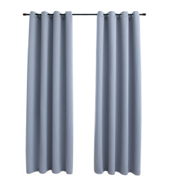 Rideaux occultants avec anneaux en métal 2 pcs Gris 140x245 cm