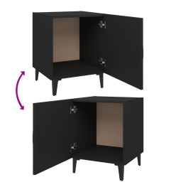 Tables de chevet 2 pcs Noir Bois d'ingénierie