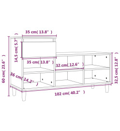 Armoire à chaussures Chêne fumé 102x36x60 cm Bois d'ingénierie