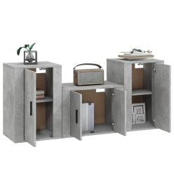 Ensemble de meubles TV 3 pcs Gris béton Bois d'ingénierie