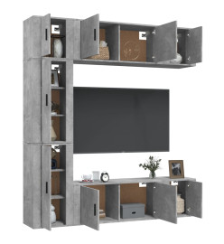 Ensemble de meubles TV 7 pcs Gris béton Bois d'ingénierie