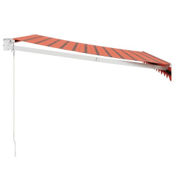 Auvent rétractable orange et marron 3x2,5 m tissu et aluminium