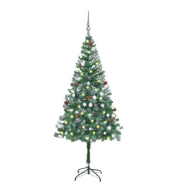 Arbre de Noël artificiel pré-éclairé/boules pommes de pin 180cm