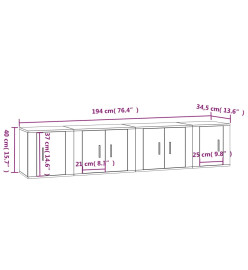 Ensemble de meubles TV 4 pcs Blanc Bois d'ingénierie