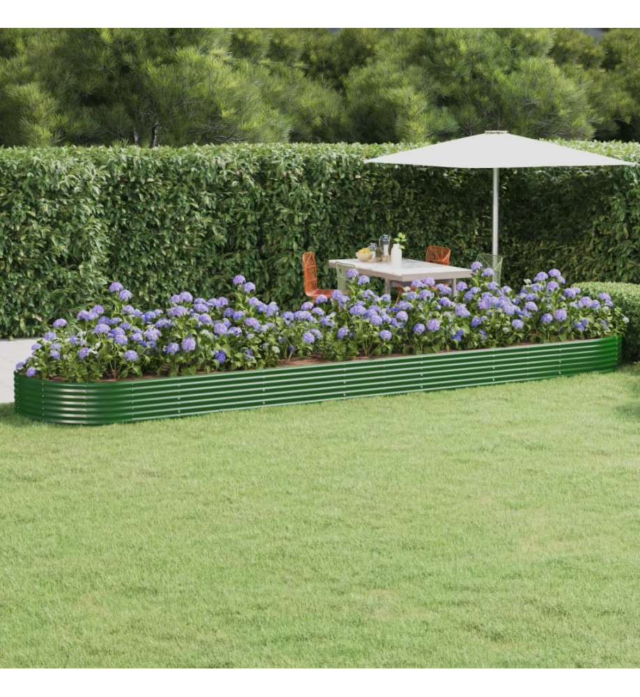 Lit surélevé de jardin Acier enduit de poudre 600x140x36cm Vert