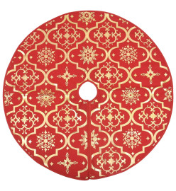 Jupe de sapin de Noël de luxe avec chaussette Rouge 122cm Tissu