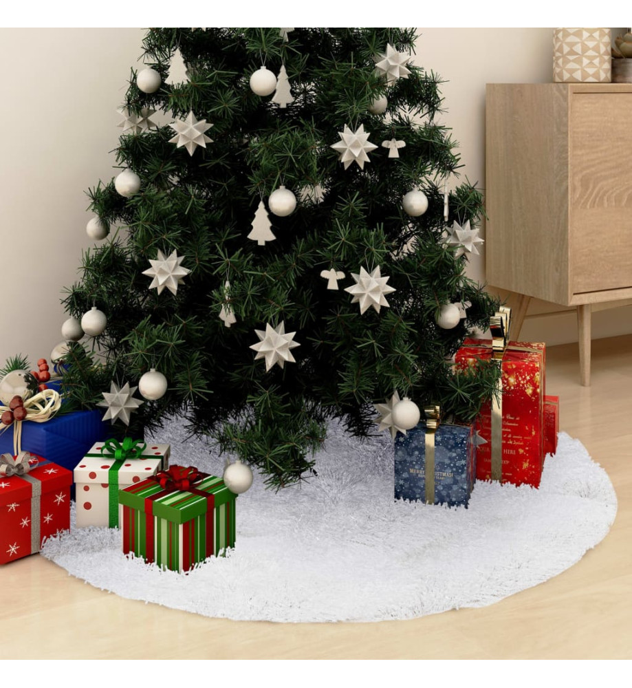 Jupe de sapin de Noël Blanc 90 cm Fausse fourrure