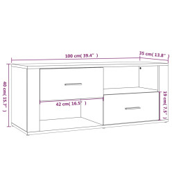 Meuble TV Gris béton 100x35x40 cm Bois d'ingénierie