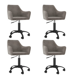 Chaises à dîner pivotantes 4 pcs Gris clair Velours