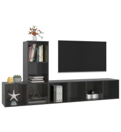 Ensemble de meuble TV 3 pcs Gris brillant Aggloméré