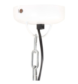 Lampe suspendue industrielle Blanc Fer et bois solide 23 cm E27