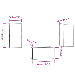 Ensemble de meubles TV 3 pcs Chêne fumé Bois d'ingénierie