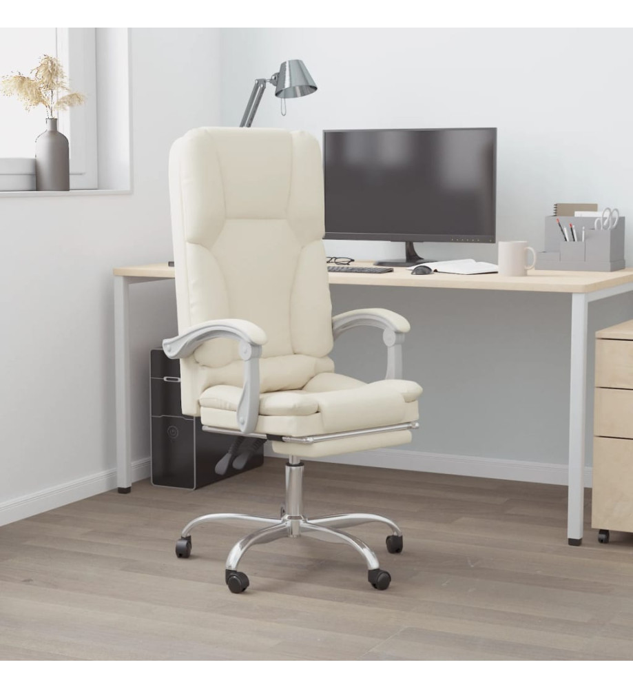 Fauteuil de massage inclinable de bureau Crème Similicuir