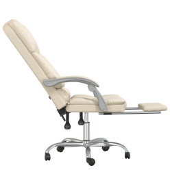 Fauteuil de massage inclinable de bureau Crème Similicuir