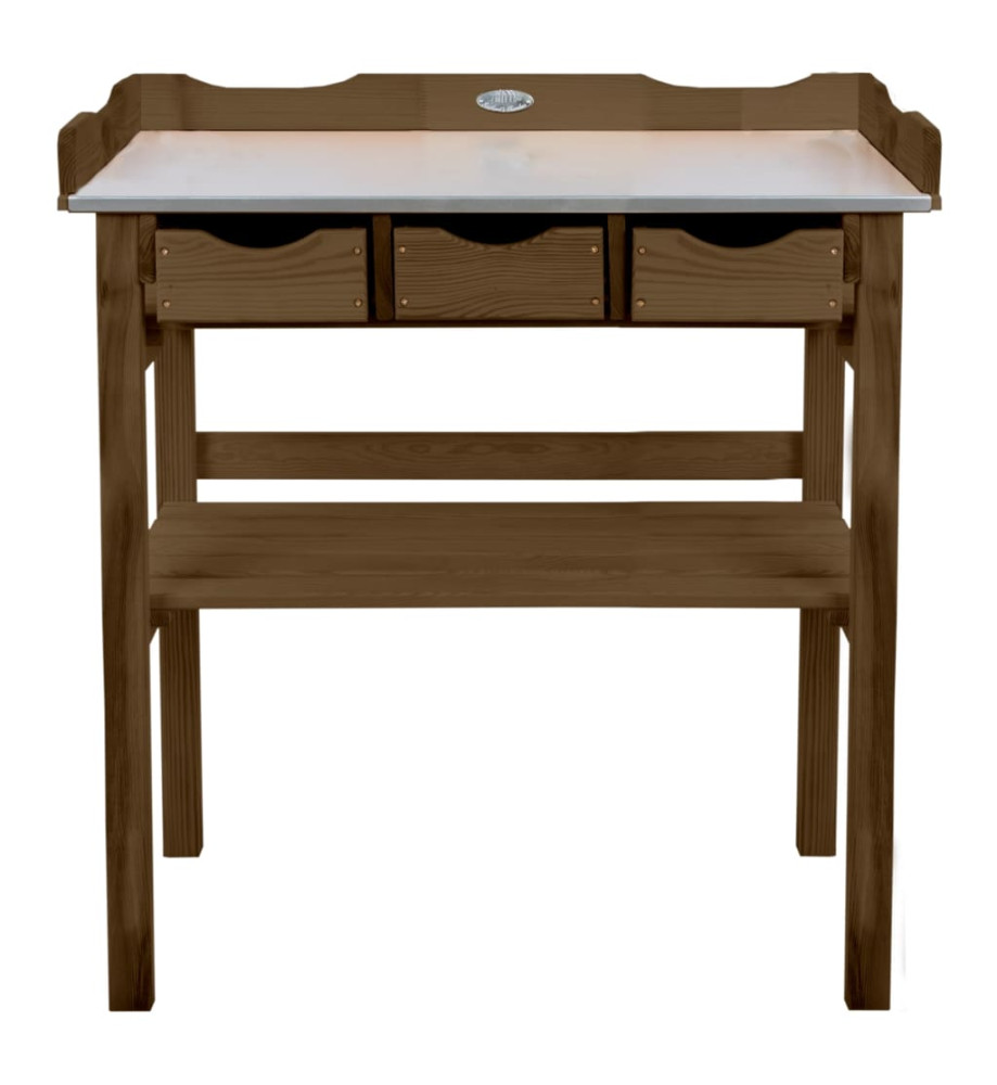 Esschert Design Table de rempotage avec tiroirs marron