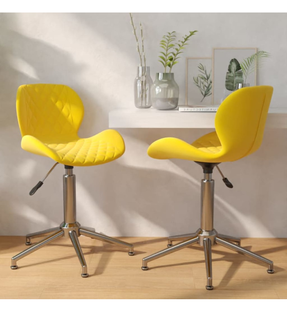 Chaises pivotantes à manger lot de 2 jaune moutarde velours